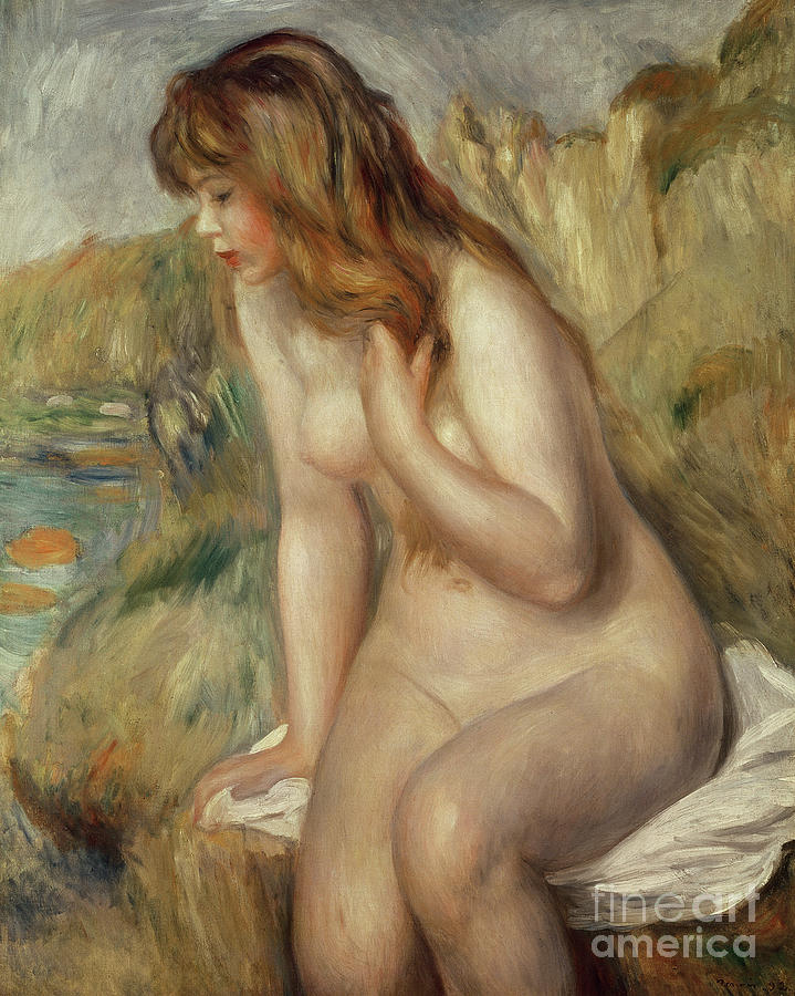  Bather seated on a rock by Renoir Painting by Pierre Auguste Renoir