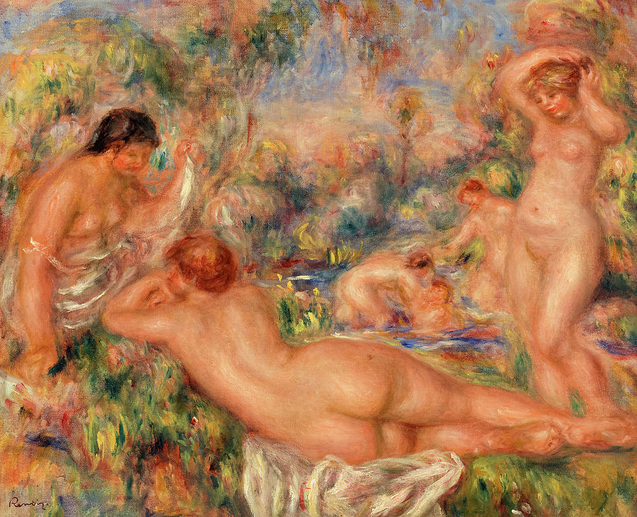 Pierre Auguste Renoir Painting - Bathers, Baigneuses, 1918 by Pierre-Auguste Renoir