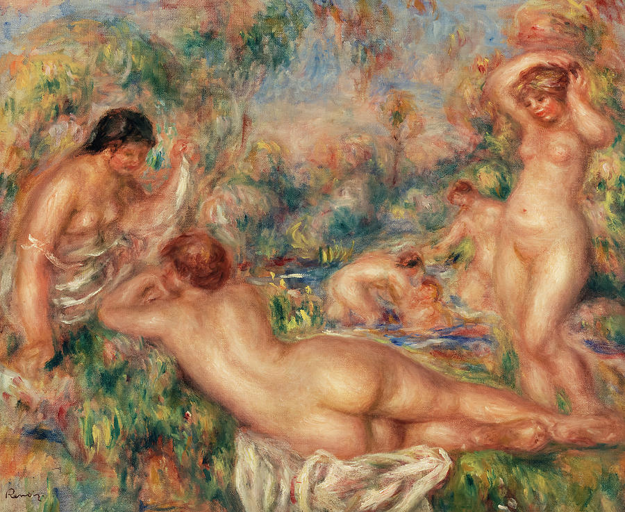 Pierre Auguste Renoir Painting - Bathers by Pierre-Auguste Renoir by Mango Art