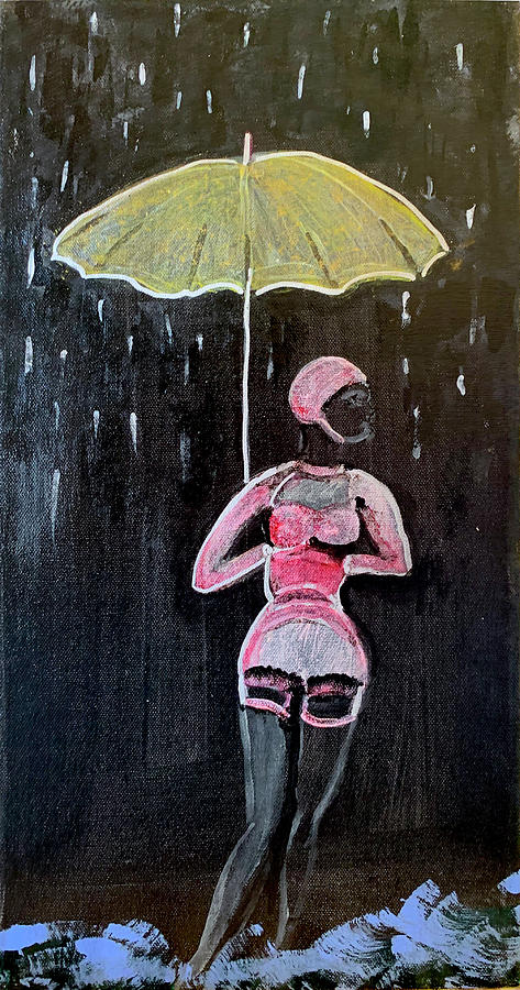 Bathing in the Rain Painting by Leslie Porter