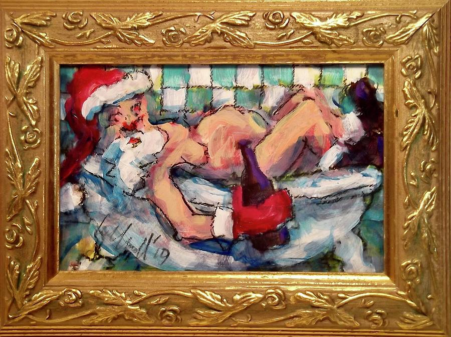 Bathing Santa Painting by Les Leffingwell