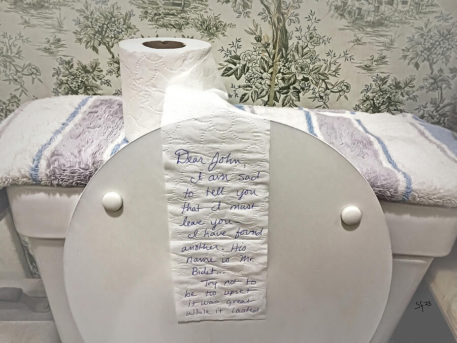 Bathroom Humor-Dear John Letter on Toilet Paper Photograph by Shelli Fitzpatrick