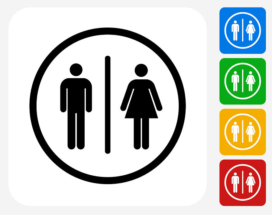 Bathroom Sign Icon Flat Graphic Design Drawing by Bubaone