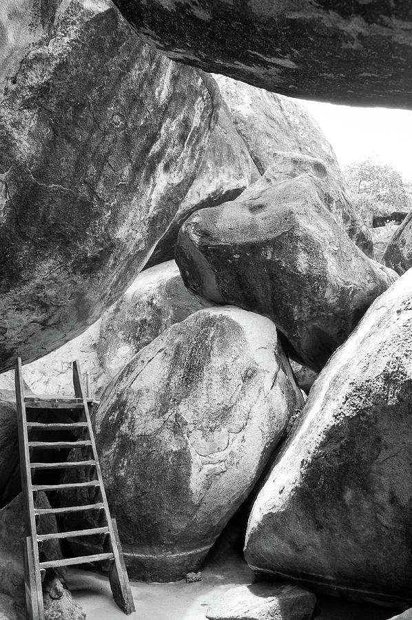 Baths National Park Rocks in Black and White Photograph by James C Richardson