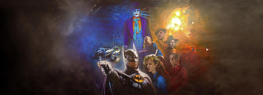 Batman 1989 Joker Gotham City Tim Burton Michael Keaton Jack Nicholson Panorama Deluxe Edition Painting