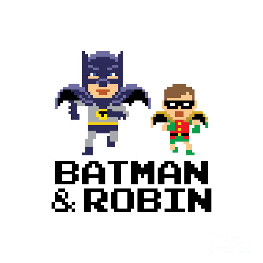 Batman and Robin Pixel Characters Digital Art by Amin Sholeh - Pixels