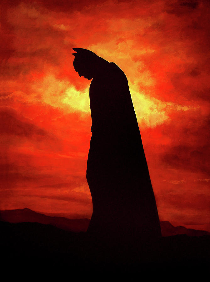 Batman Movie Painting - Batman Silhouette Painting by Paul Meijering