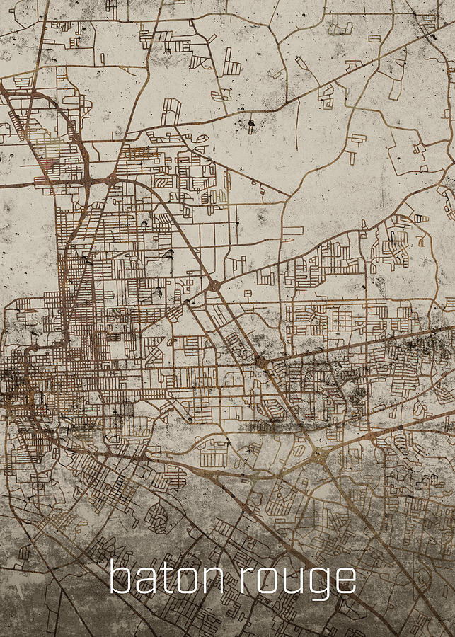 Baton Rouge Louisiana Vintage City Street Map on Cement Background ...