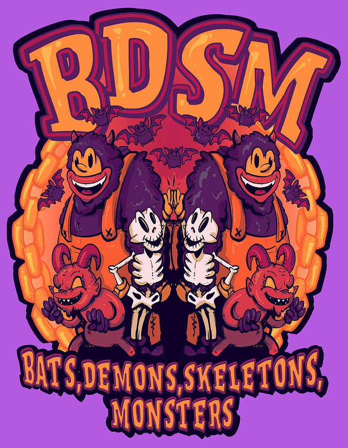 Bat Drawing - Bats Demons Skeletons Monsters by Ludwig Van Bacon