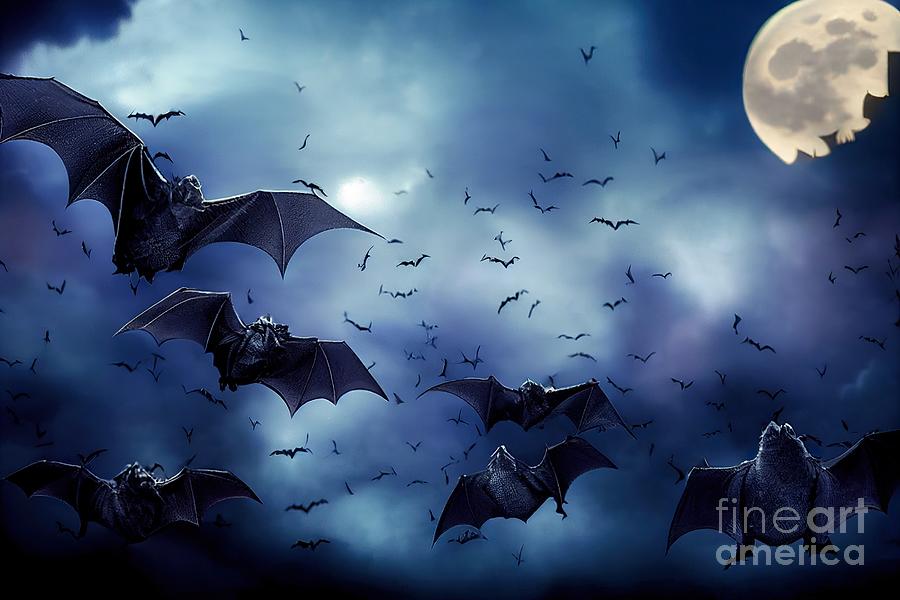 Bats Flying In The Sky At Night Digital Art by Benny Marty - Fine Art ...