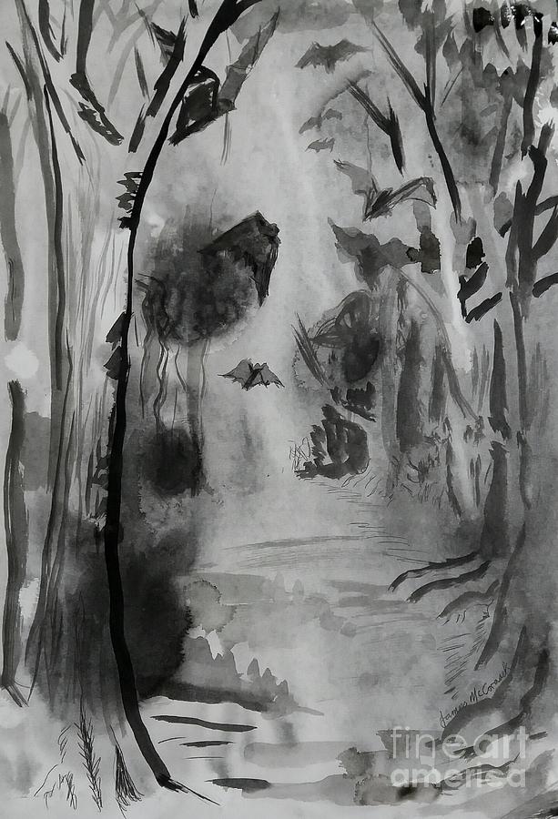Bats in Trees Drawing by James McCormack