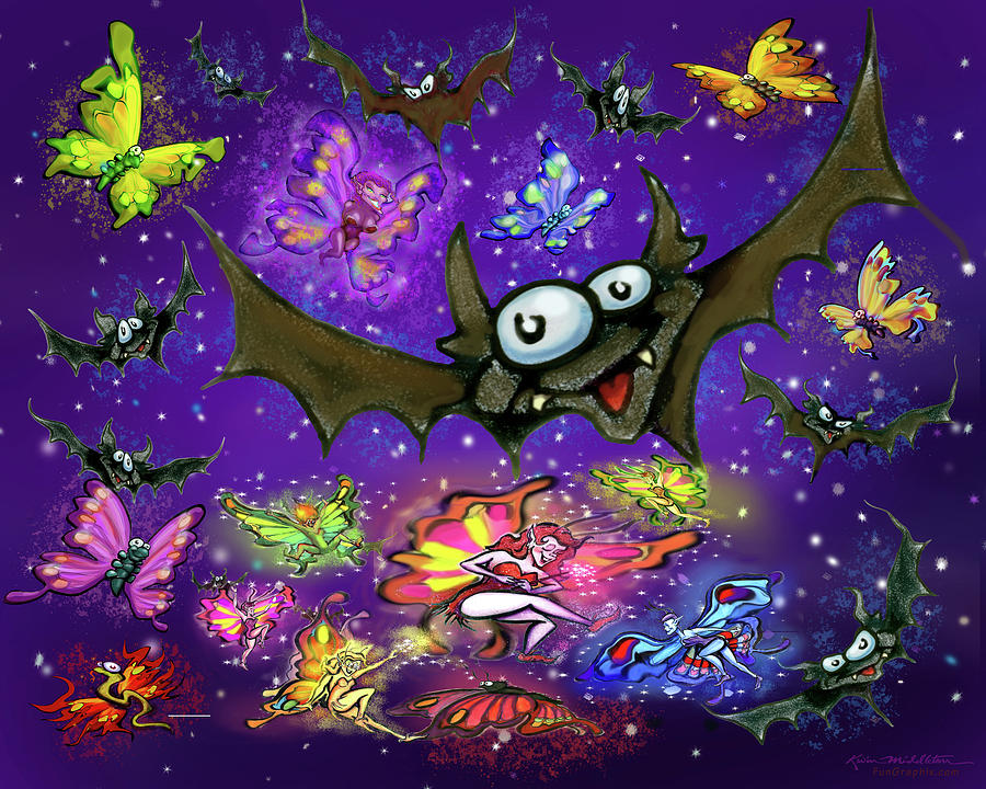 Bats Pixies and Butterflies Digital Art by Kevin Middleton