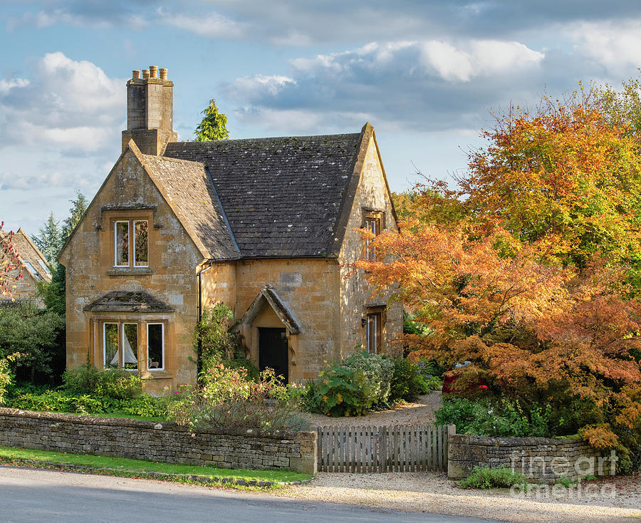 Batsford Village Cottage in the Autumn Photograph by Tim Gainey
