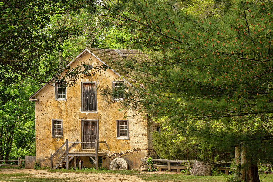Batsto Gristmill Framed By Trees Photograph by Kristia Adams