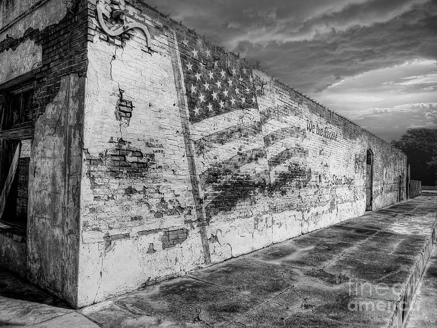 Battered US Flag Mural Photograph by Fred Adsit | Pixels