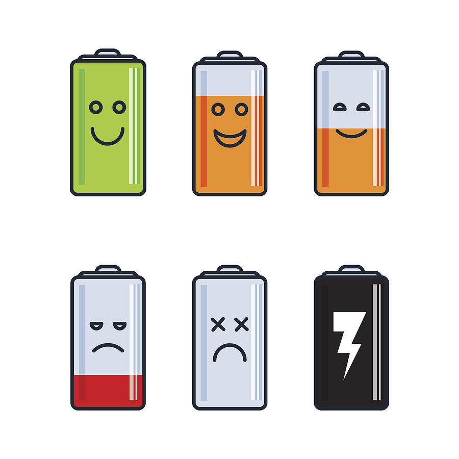 Battery indicator icons Drawing by Gleolite