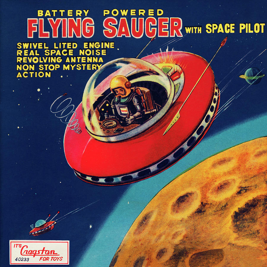Science Fiction Advert Light Power Flying Saucer Dog Weird 12X16 Framed Print 