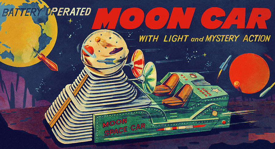 Vintage Drawing - Battery Operated Moon Patrol XT-978 by Vintage Toy Posters