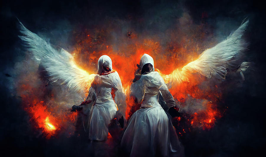 Battle Angels fighting in Heaven and Hell 07 Digital Art by Matthias ...