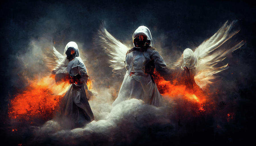Battle Angels fighting in Heaven and Hell 10 Digital Art by Matthias Hauser
