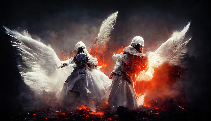 Battle Angels fighting in Heaven and Hell 15 Digital Art by Matthias ...