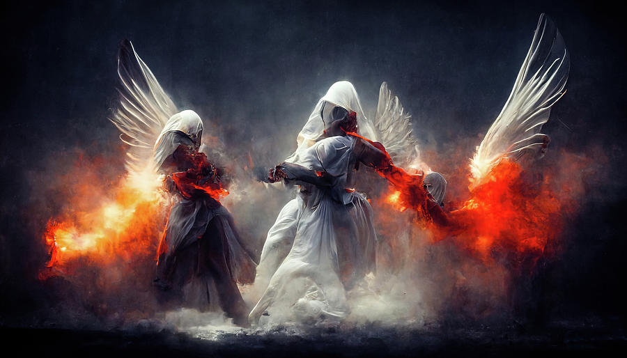 Battle Angels fighting in Heaven and Hell 16 Digital Art by Matthias ...