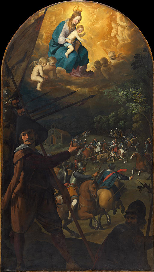 Battle between Christians and Muslims at El Sotillo Painting by Francisco de Zurbaran