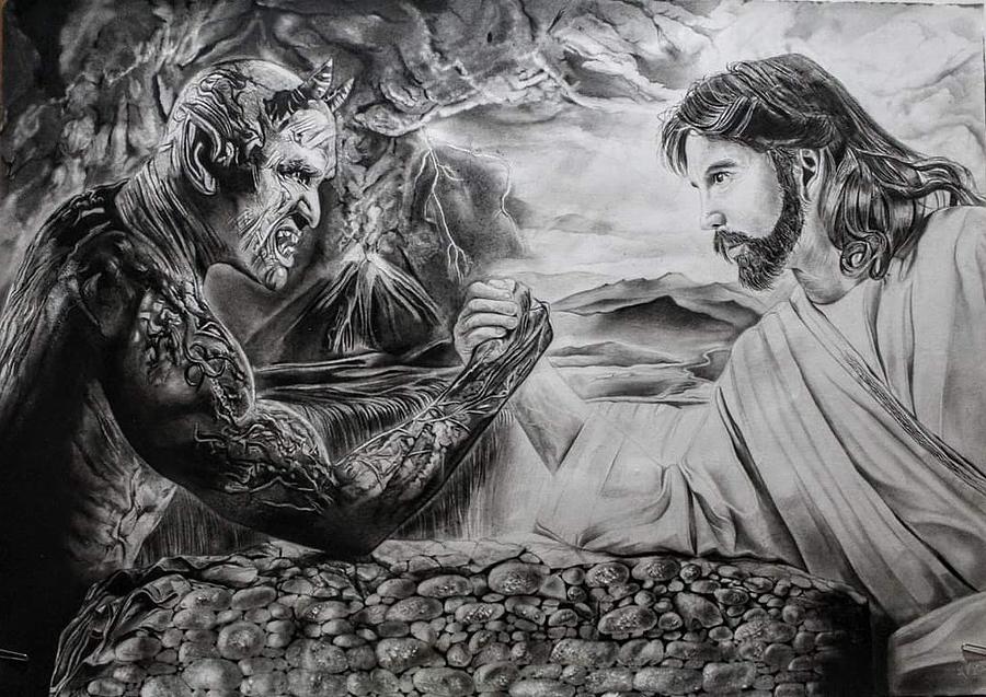 battle between good and evil drawing