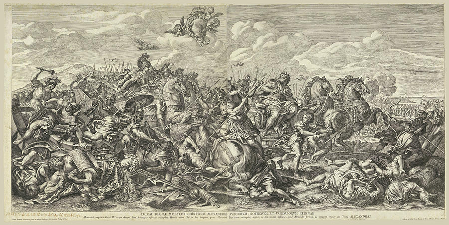 Alexander The Great Drawing - Battle of Arbella by Pietro Aquila