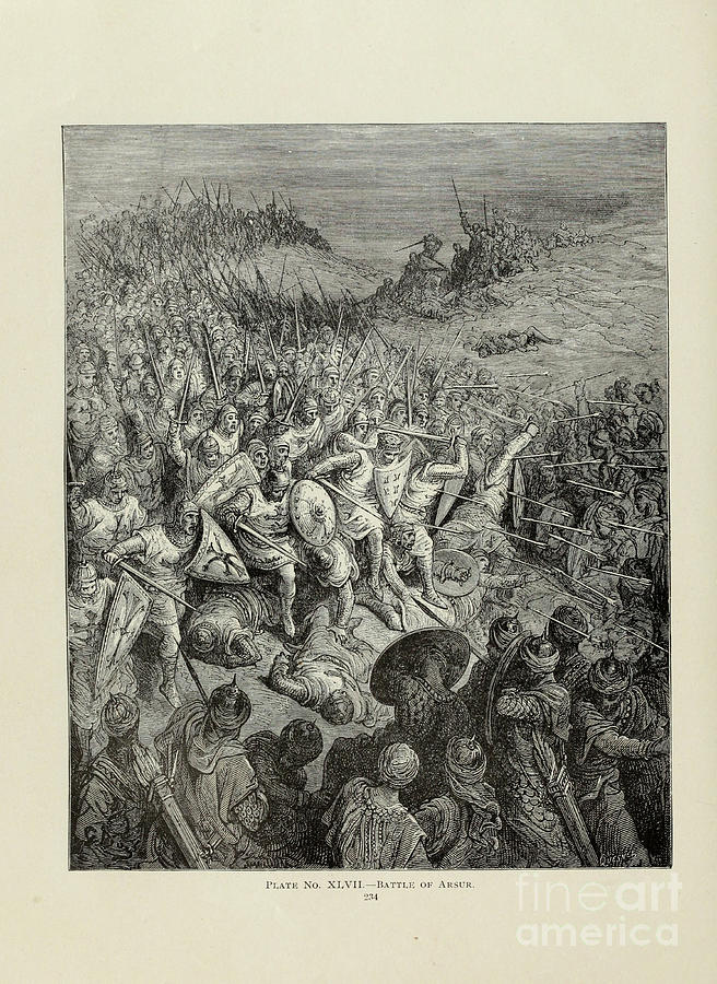 Battle of Arsur Arsuf by Dore v1 Drawing by Historic illustrations