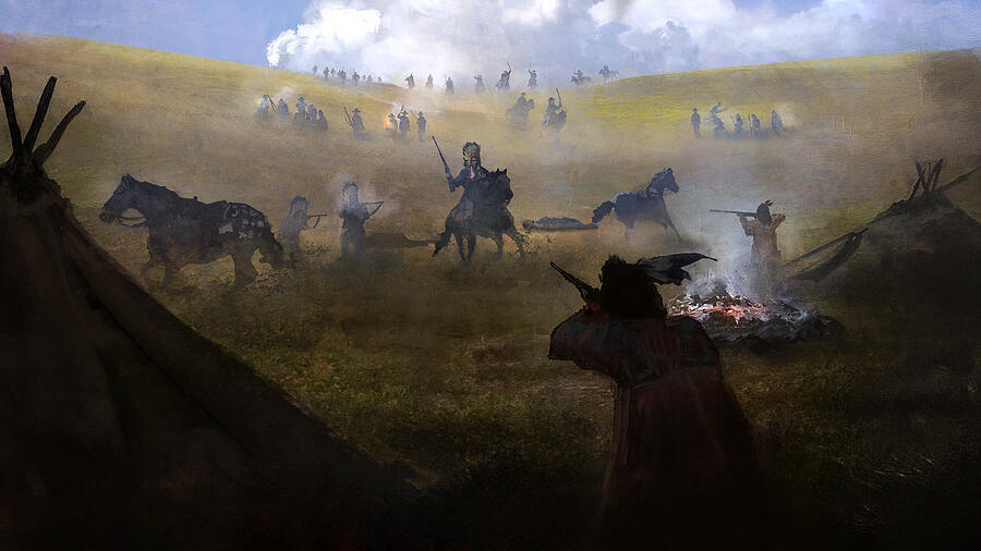 Native American Painting - Battle of Bear Paw by Joseph Feely