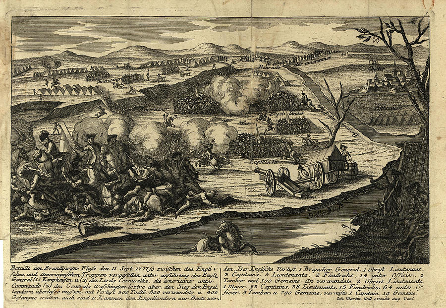 Map Drawing - Battle of Brandywine Pictorial 1777 by Vintage Military Maps