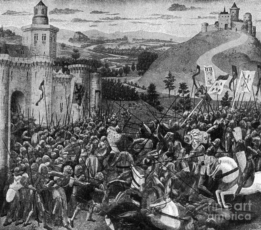 Battle Of Courtrai, 1302 Drawing by Granger