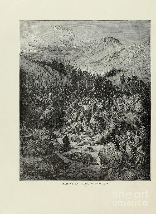 battle of Dorylaeum by Dore v1 Drawing by Historic illustrations