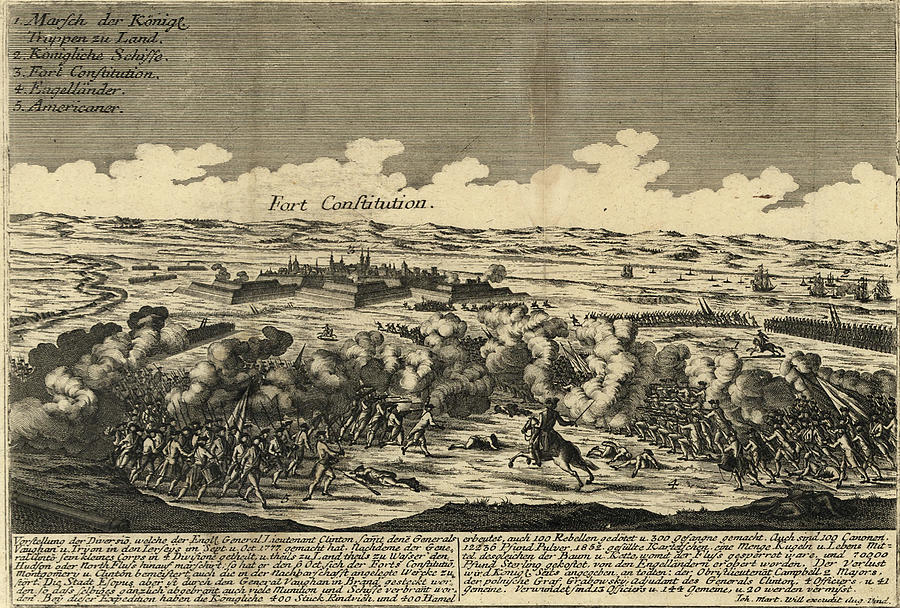 Map Drawing - Battle of Fort Constitution 1777 by Vintage Military Maps