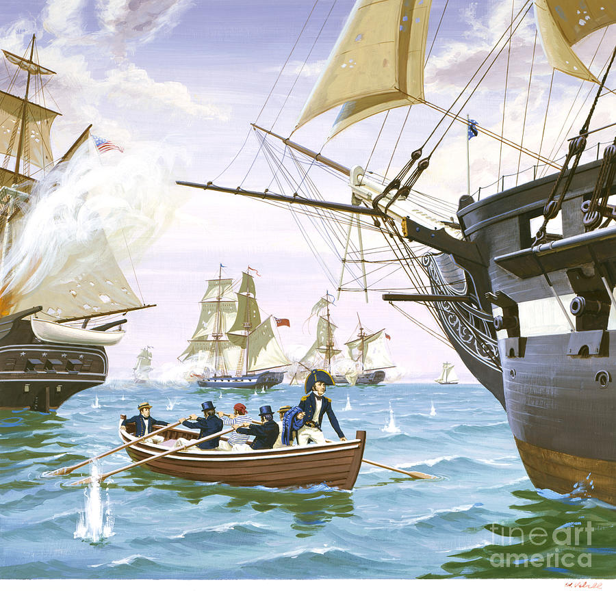 Battle Of Lake Erie Painting by Ed Vebell