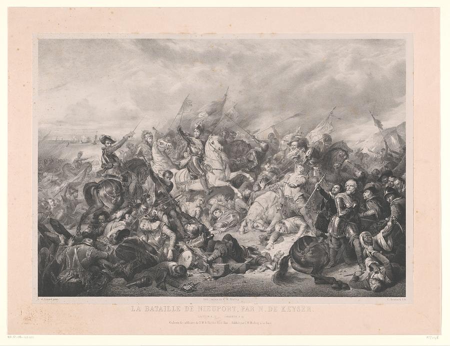 Battle of Nieuwpoort, Carel Frederik Curtenius Bentinck, after Nicaise De Keyser, 1847  Painting by MotionAge Designs
