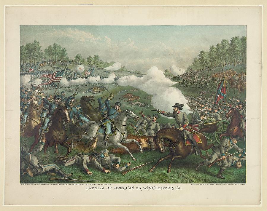 Battle of Opequan or Winchester Va Sept 19 1864 Union Gen Sheridan Conf ...