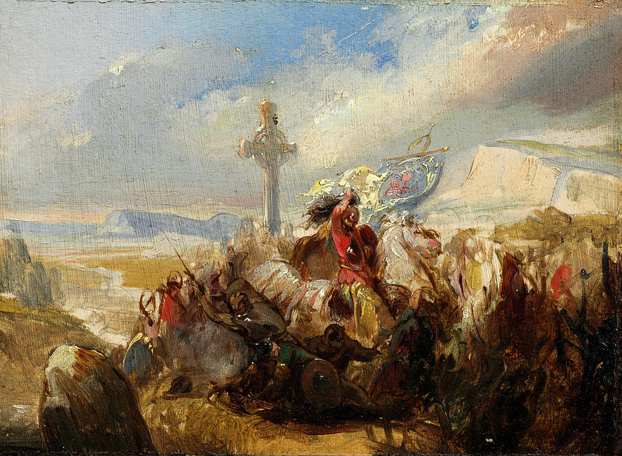 European Artists Painting - Battle of Poitiers, 25 October 732 by Baron Charles de Steuben