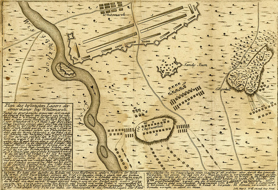 Map Drawing - Battle of Whitemarsh Near Philadelphia 1777 by Vintage Military Maps