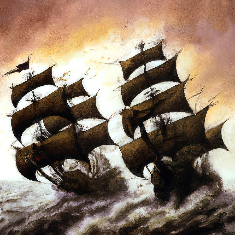 Battle on the High Seas, 01 Painting by AM FineArtPrints