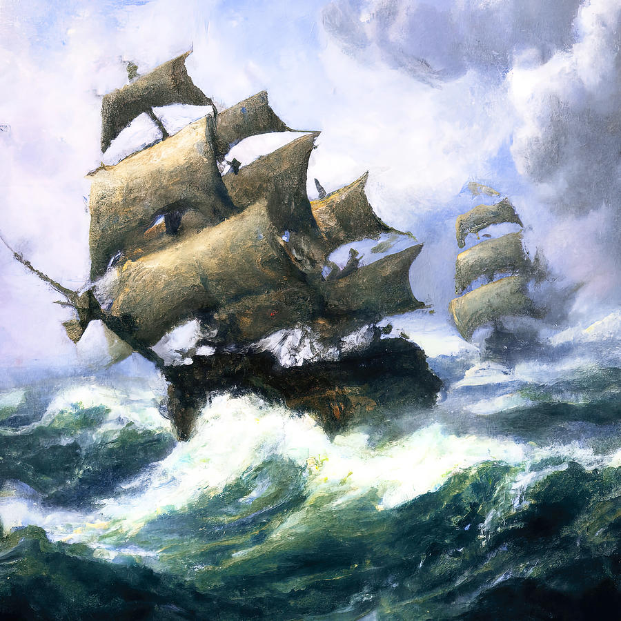 Battle on the High Seas, 02 Painting by AM FineArtPrints