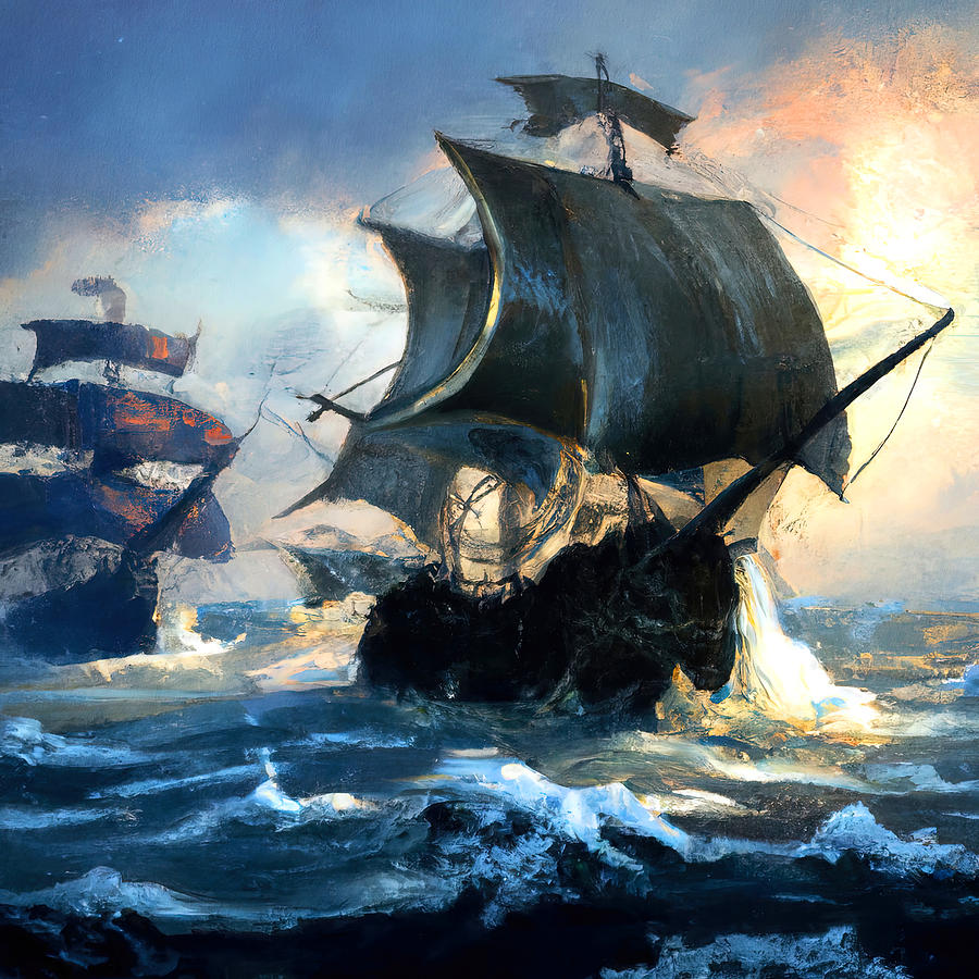 Battle on the High Seas, 03 Painting by AM FineArtPrints