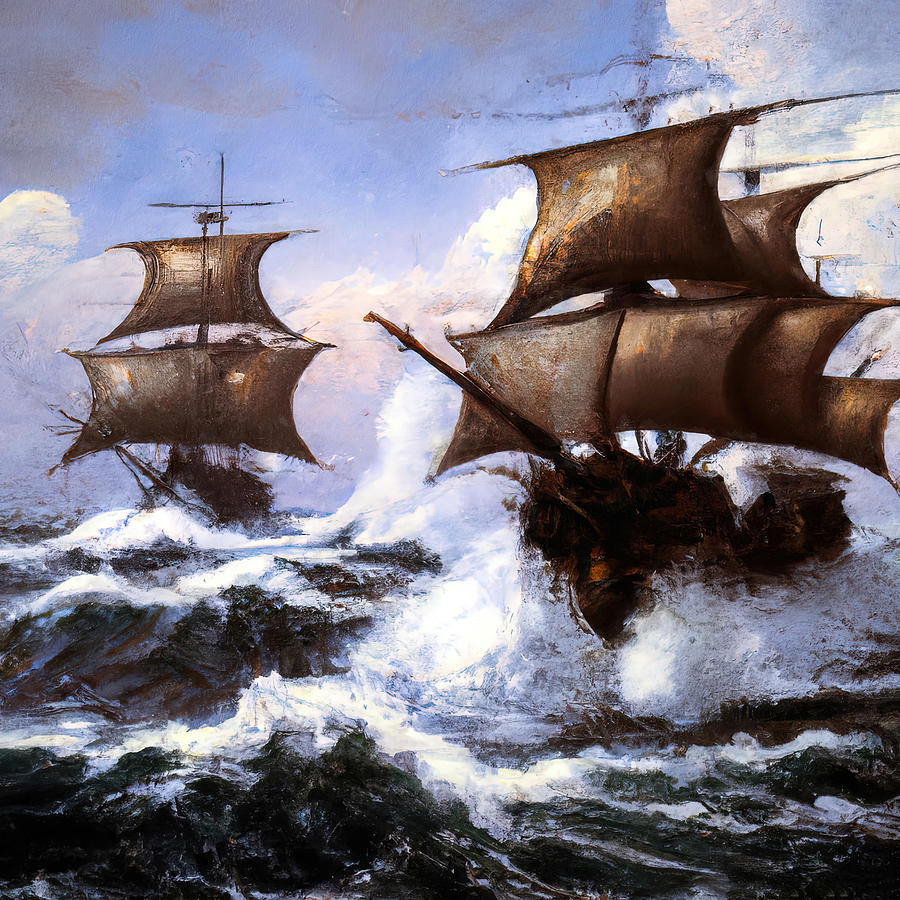 Battle on the High Seas, 04 Painting by AM FineArtPrints