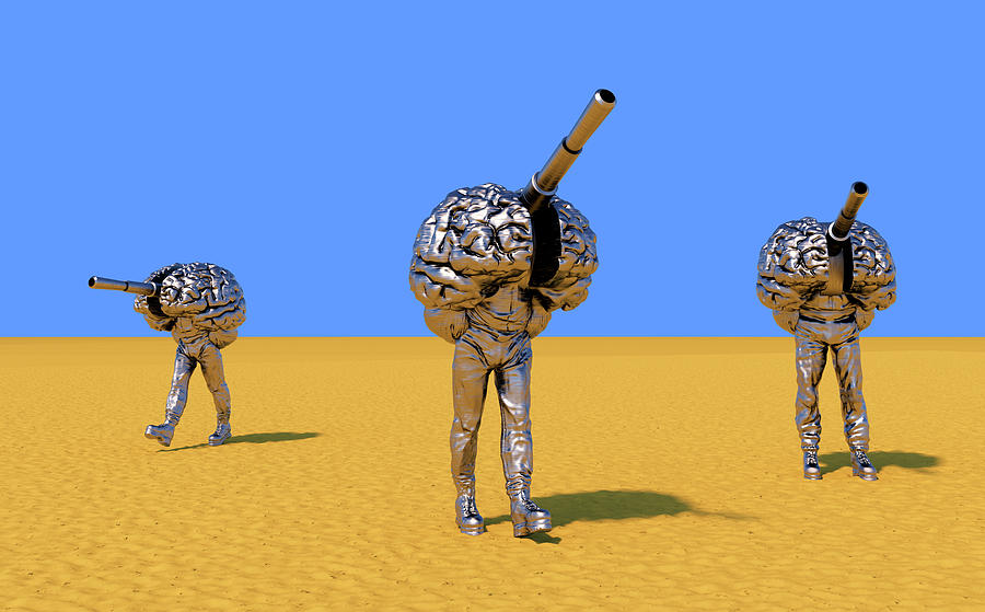 Battle Robots Digital Art by Russell Kightley