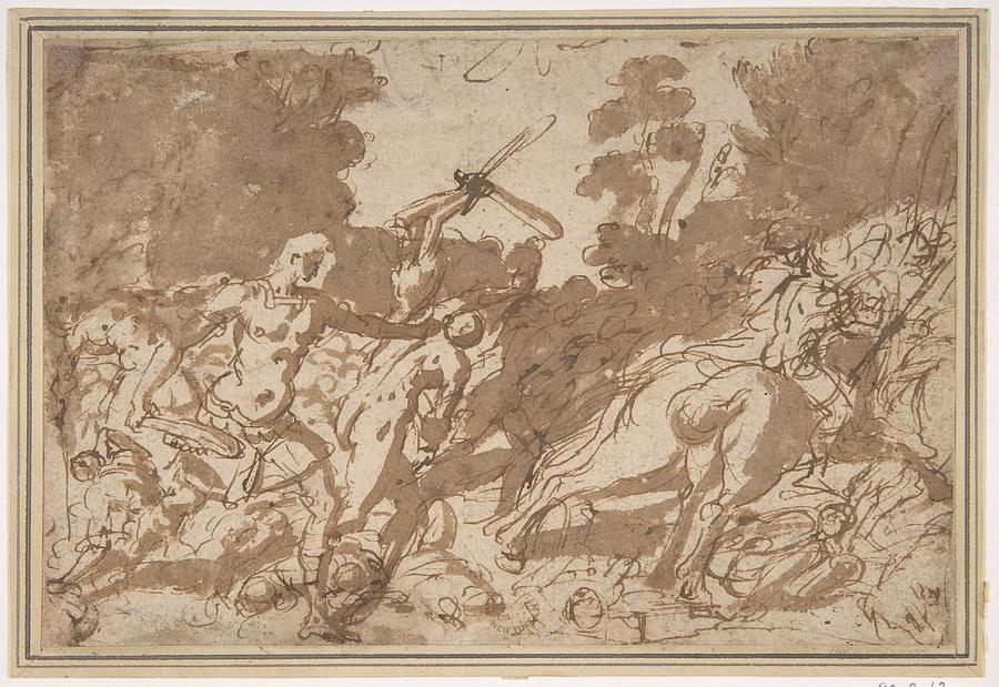 Battle Scene Samson Slaying the Philistines Painting by Timeless Images ...