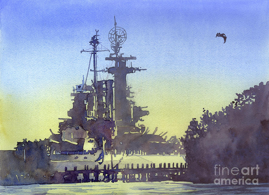 Battleship North Carolina Painting by Ryan Fox