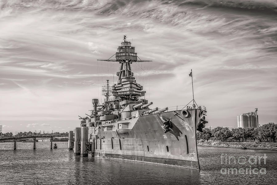 Houston Photograph - Battleship U S S Texas Monochromatic by Bee Creek Photography - Tod and Cynthia
