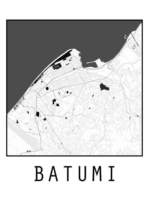 Batumi Georgia Bw City Map Print Dandi Studio 