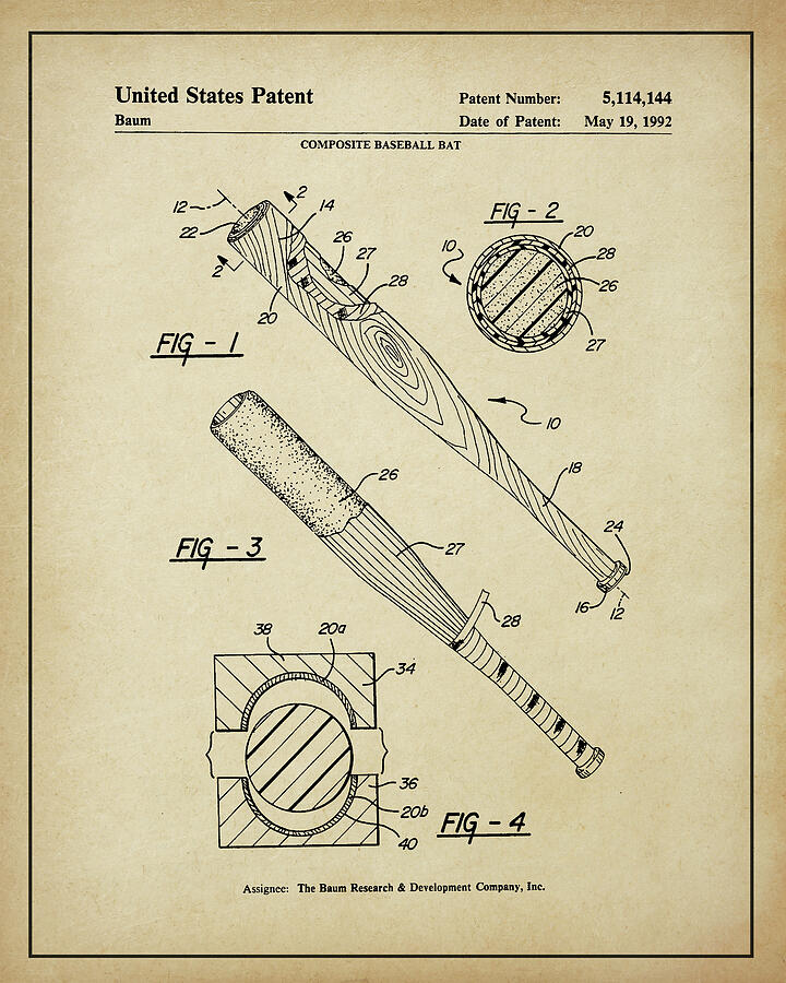 Baum Bat Baseball Patent Digital Art by Dale Kincaid Baum Bat Baseball Patent Digital Art by Dale Kincaid
